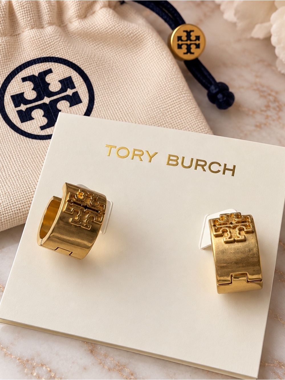 Tory Burch Gold Tone Logo Cufflinks